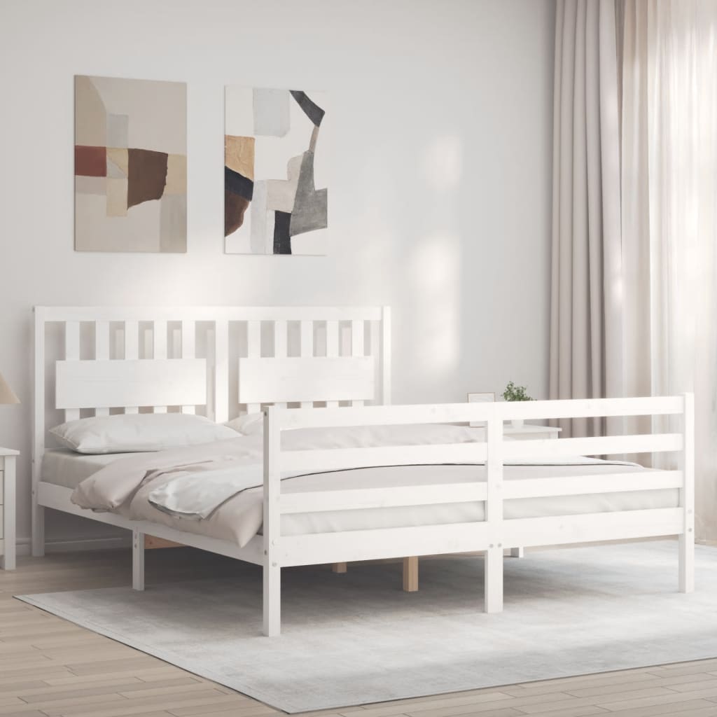 vidaXL Bed Frame without Mattress White 160x200 cm Solid Wood