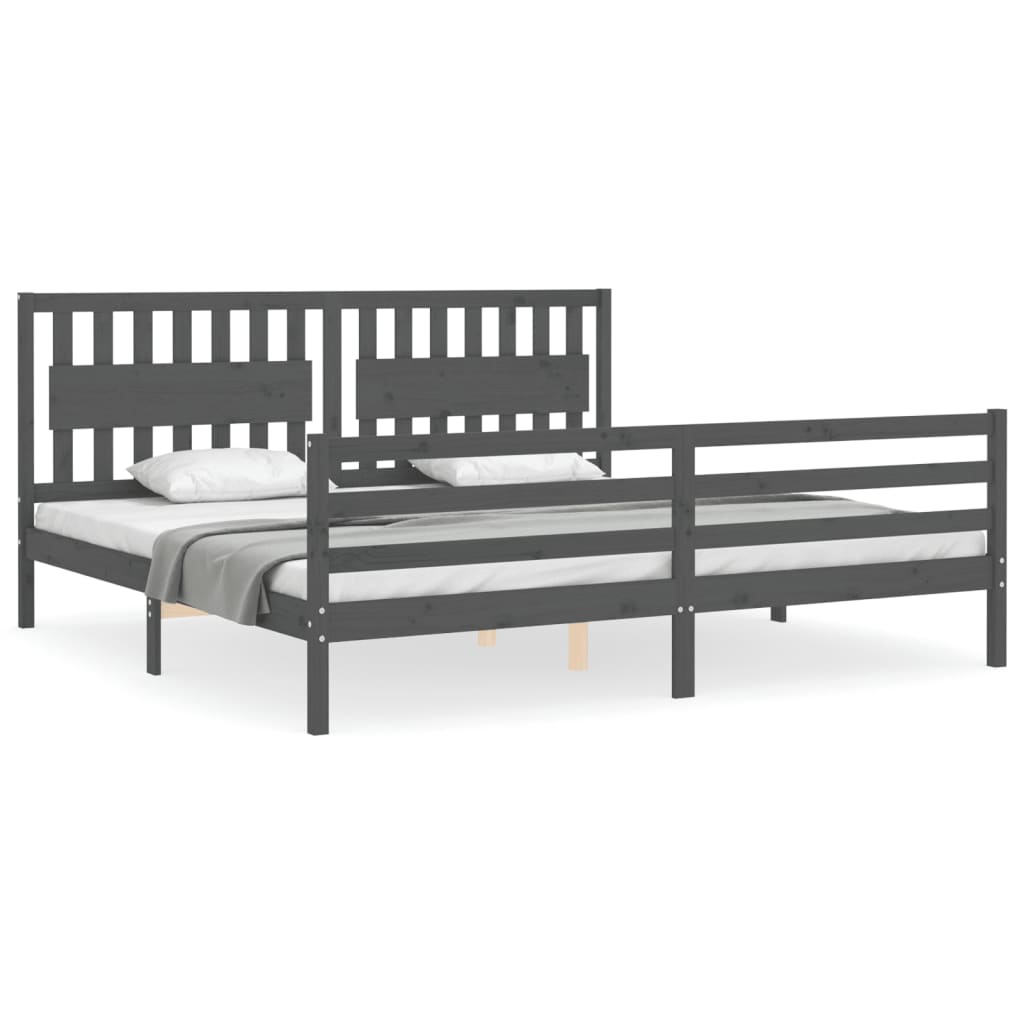 vidaXL Bed Frame without Mattress Grey 200x200 cm Solid Wood