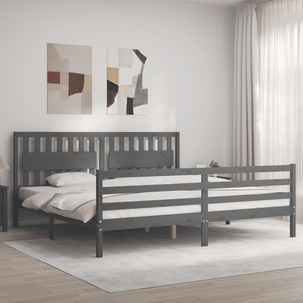 vidaXL Bed Frame without Mattress Grey 200x200 cm Solid Wood