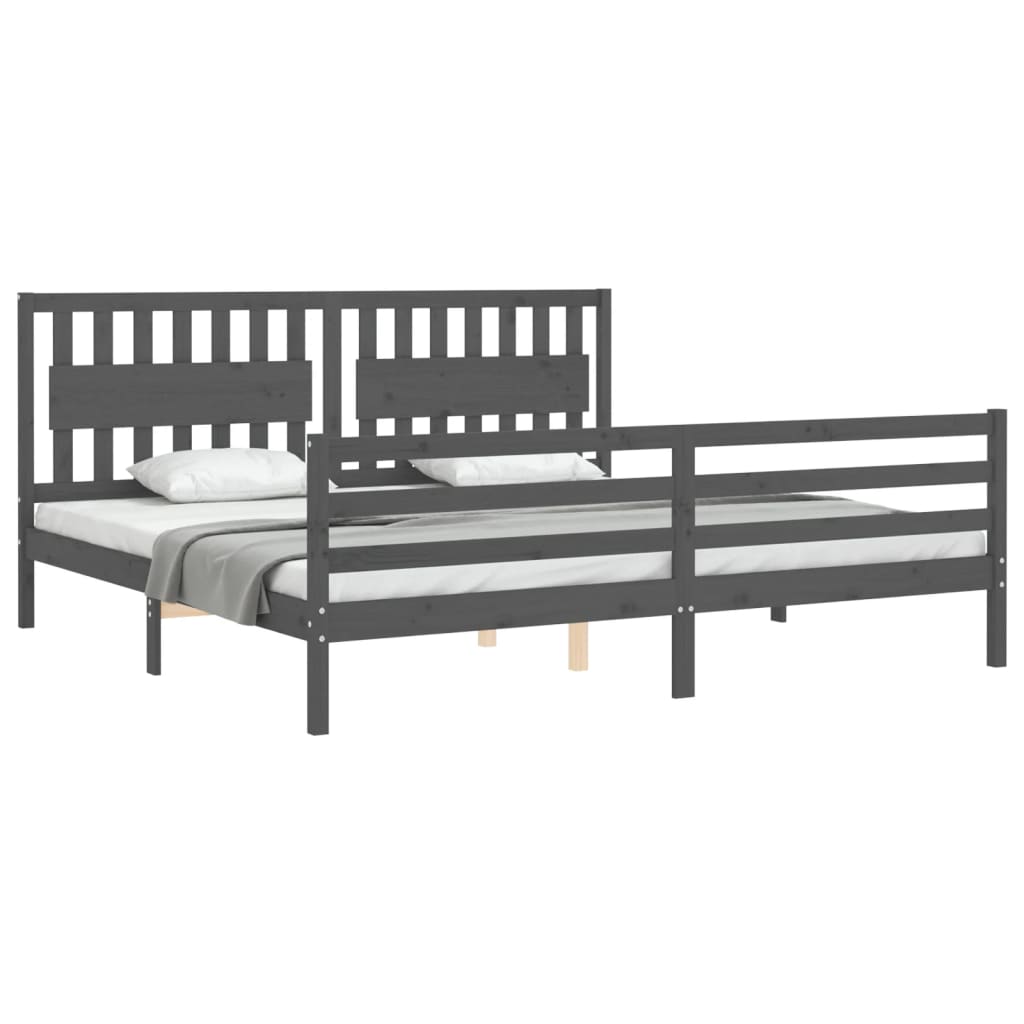 vidaXL Bed Frame without Mattress Grey 200x200 cm Solid Wood