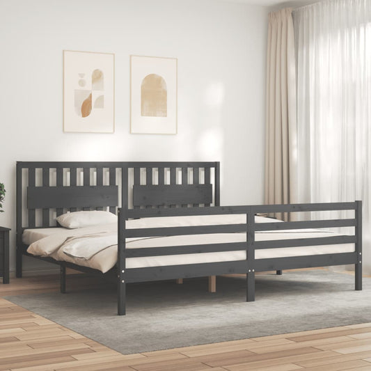 vidaXL Bed Frame without Mattress Grey 200x200 cm Solid Wood