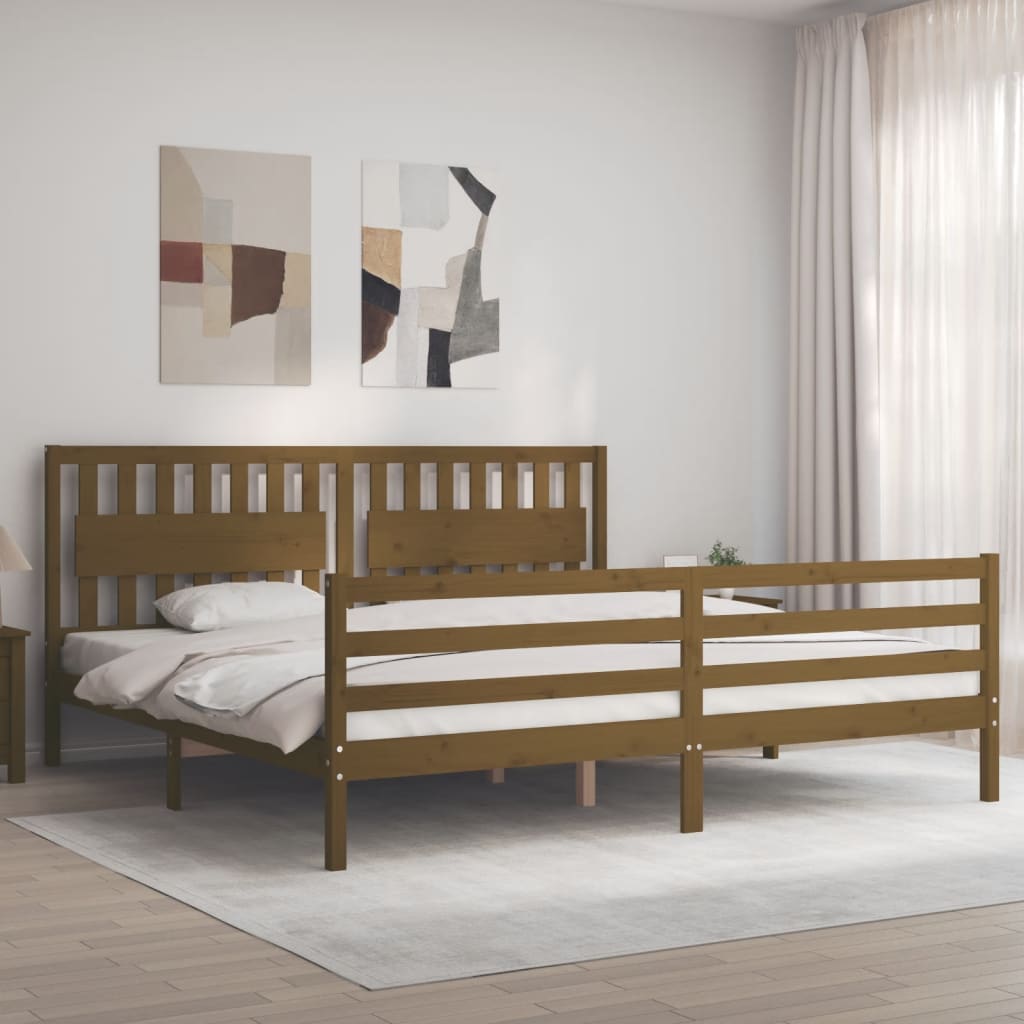 vidaXL Bed Frame without Mattress Honey Brown 200x200 cm Solid Wood