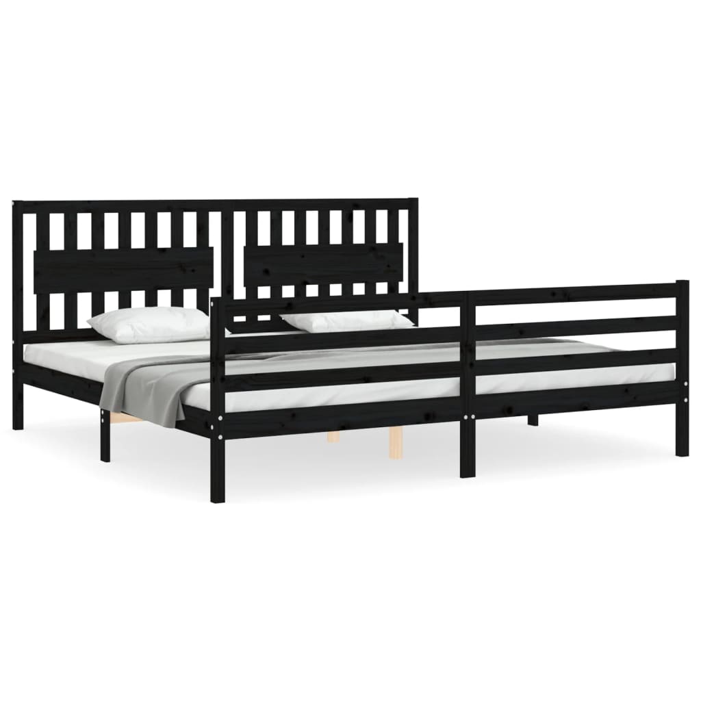 vidaXL Bed Frame without Mattress Black 200x200 cm Solid Wood