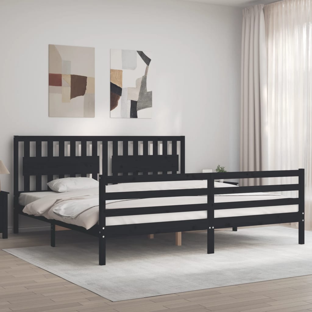 vidaXL Bed Frame without Mattress Black 200x200 cm Solid Wood