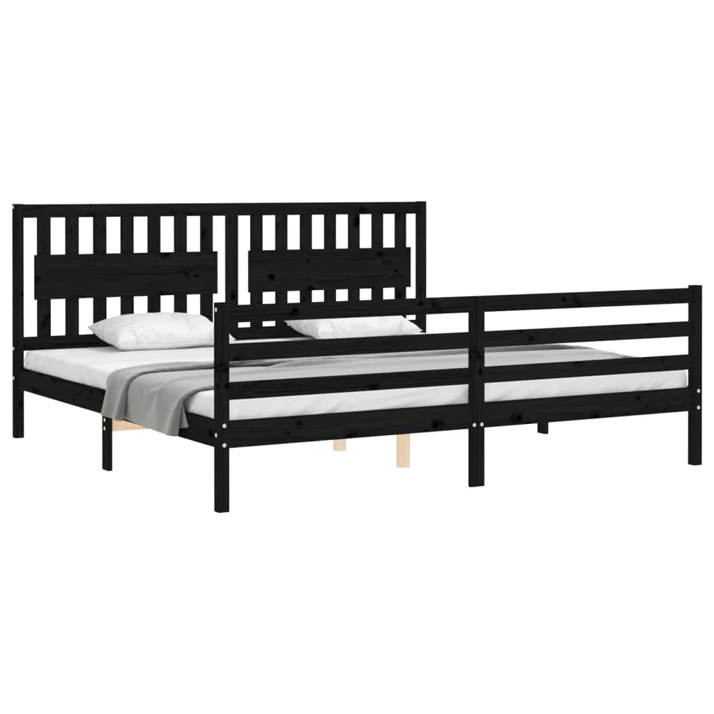 vidaXL Bed Frame without Mattress Black 200x200 cm Solid Wood