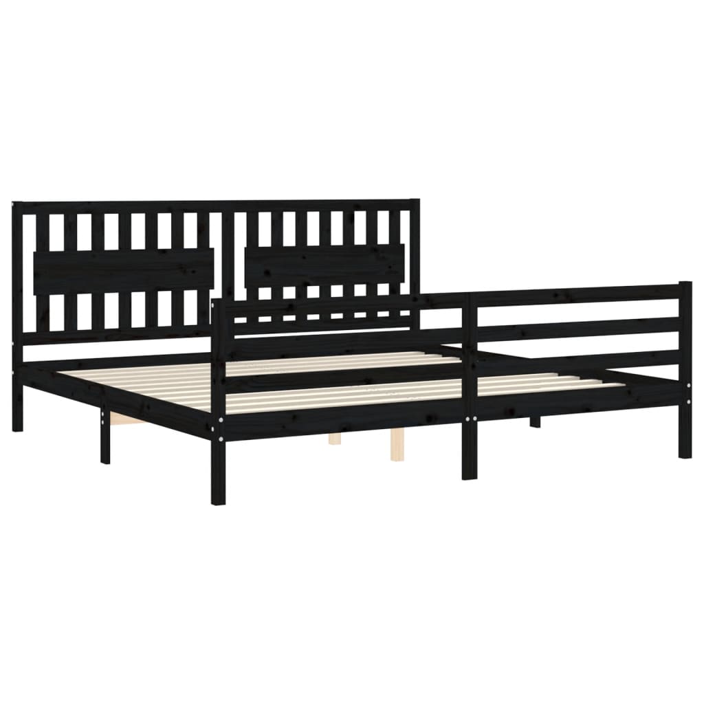 vidaXL Bed Frame without Mattress Black 200x200 cm Solid Wood