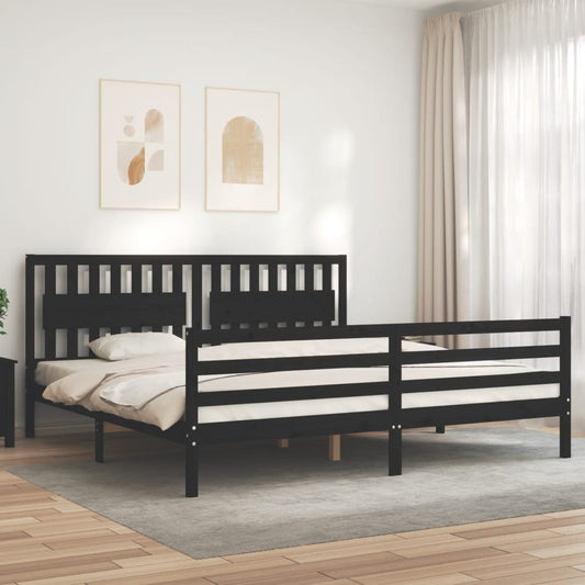 vidaXL Bed Frame without Mattress Black 200x200 cm Solid Wood