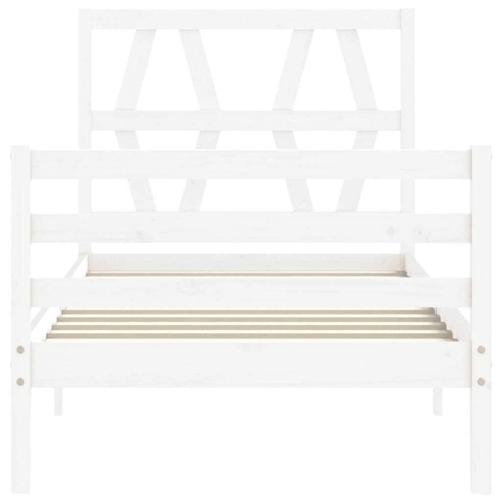 vidaXL Bed Frame without Mattress White Single Solid Wood