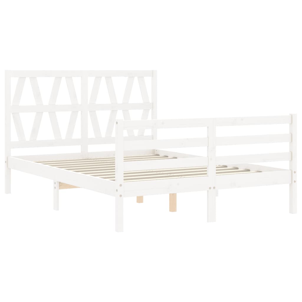 vidaXL Bed Frame without Mattress White Double Solid Wood