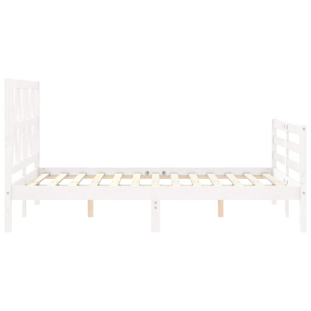 vidaXL Bed Frame without Mattress White Double Solid Wood