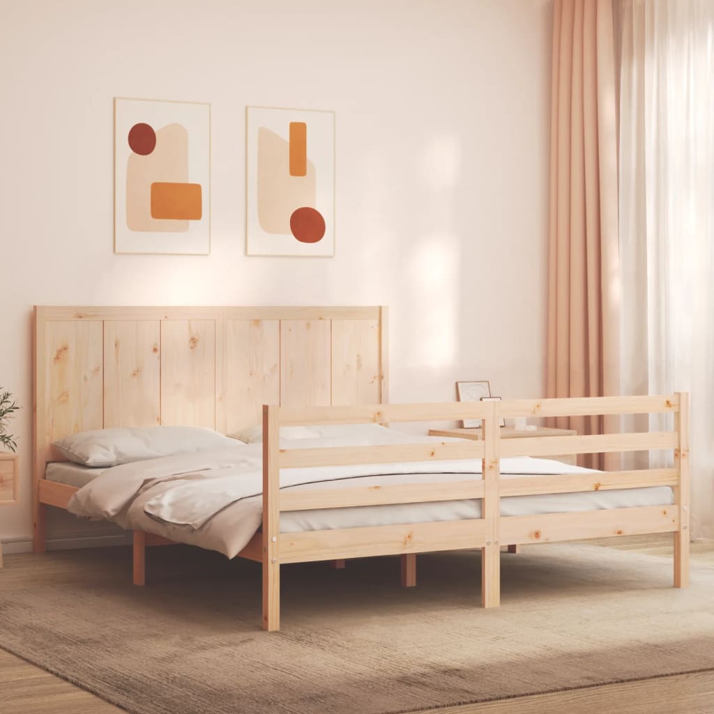 vidaXL Bed Frame without Mattress King Size Solid Wood