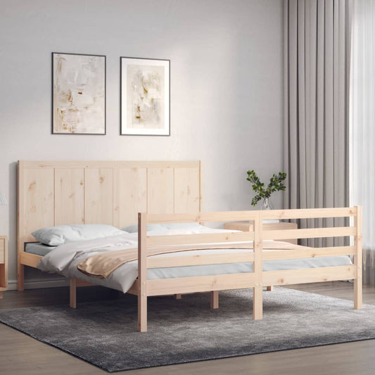 vidaXL Bed Frame without Mattress King Size Solid Wood