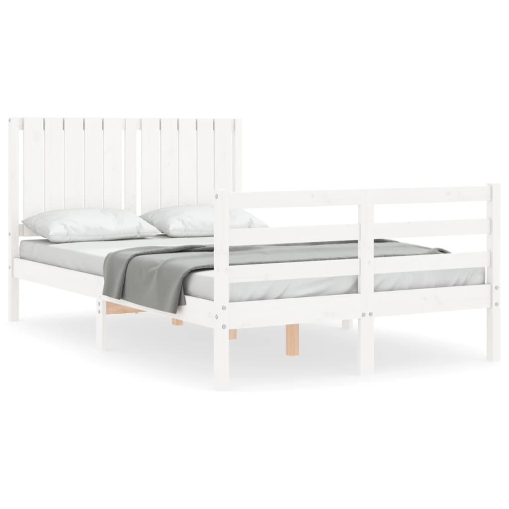 vidaXL Bed Frame without Mattress White Small Double Solid Wood