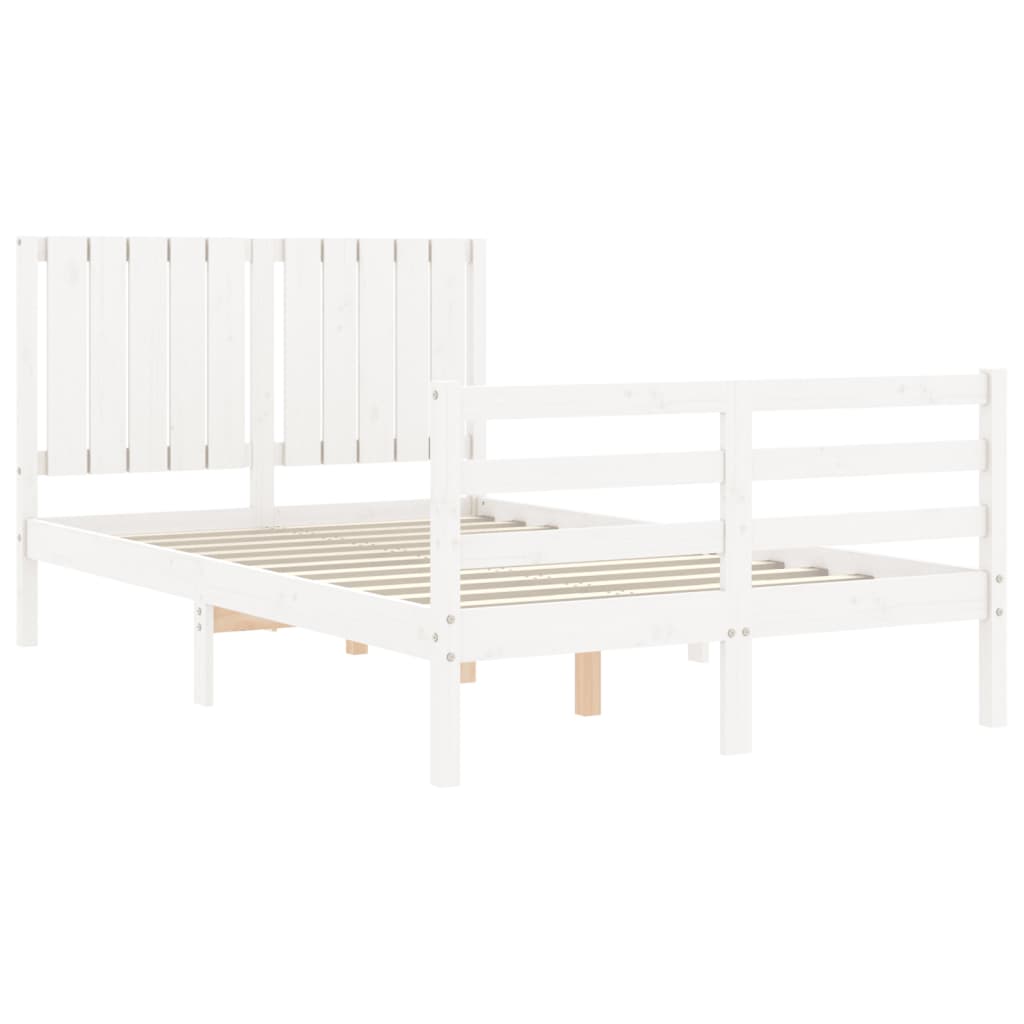 vidaXL Bed Frame without Mattress White Small Double Solid Wood