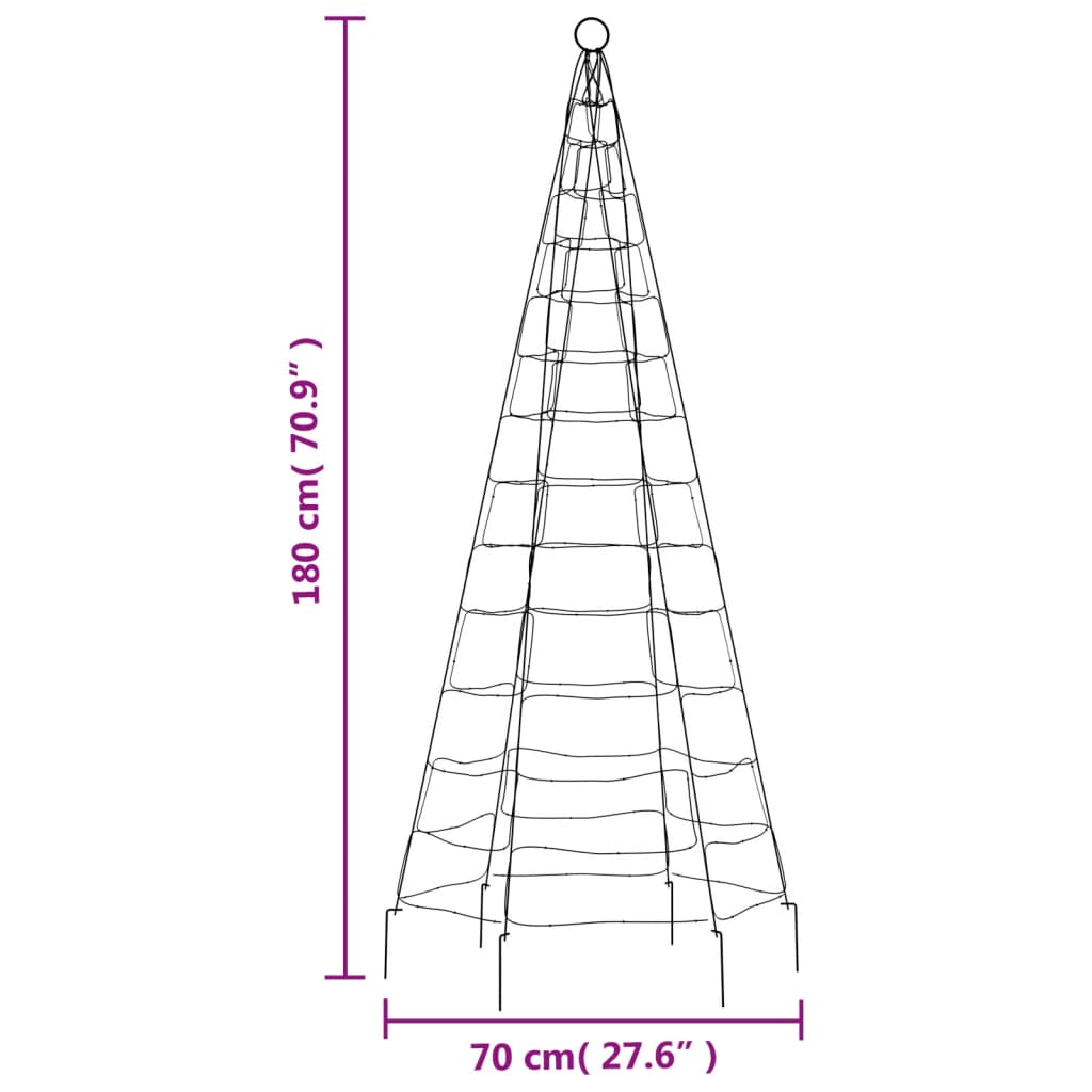 vidaXL Christmas Tree Light on Flagpole 200 LEDs Colourful 180 cm