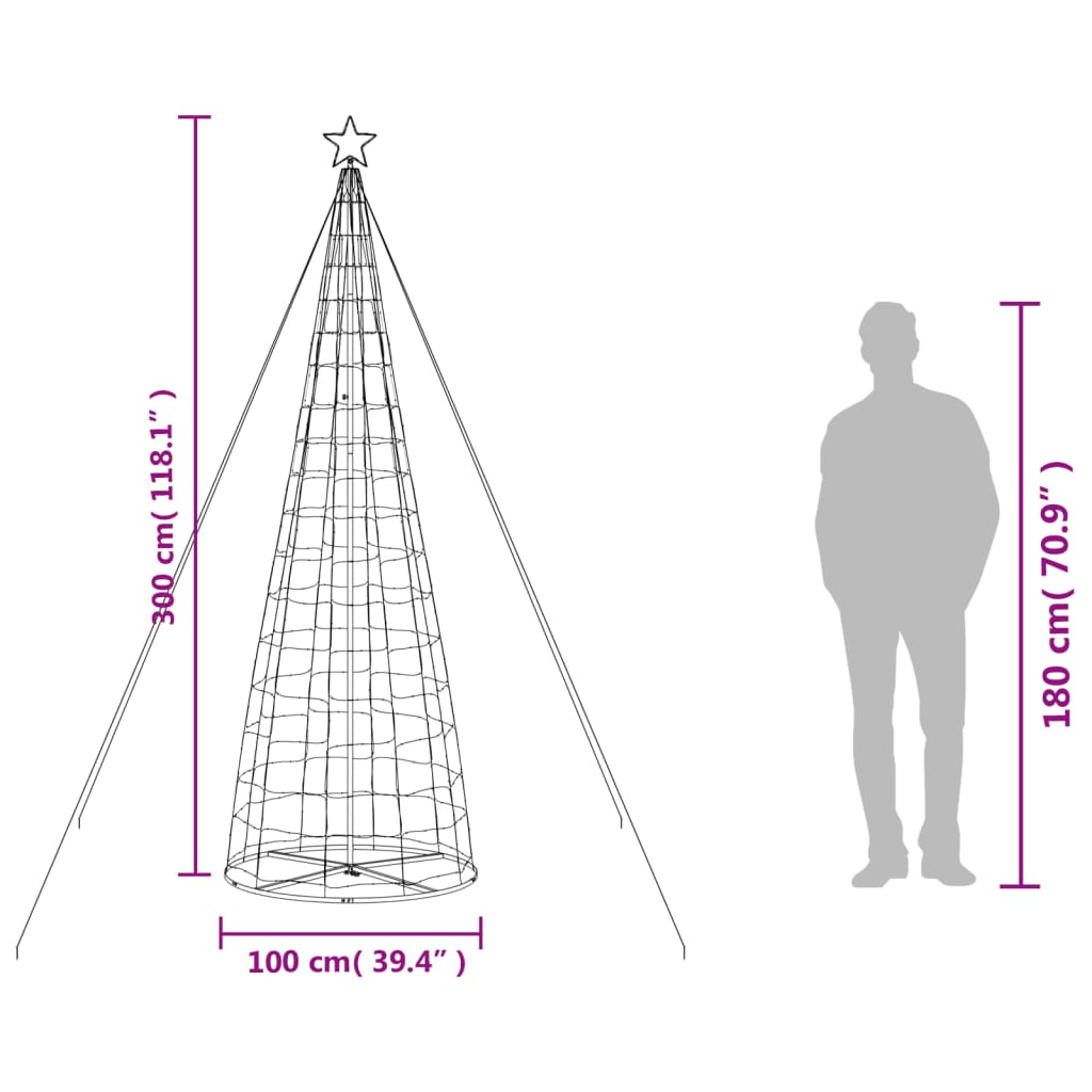 LED Christmas Tree 570 LEDs Warm White 300 cm