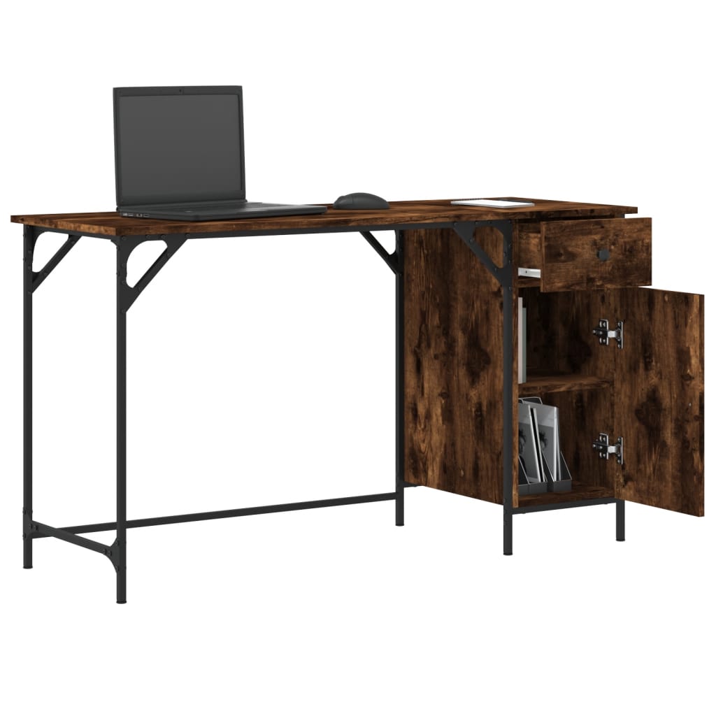 Computer Desk Smoked Oak 131x48x75 cm Engineered Wood