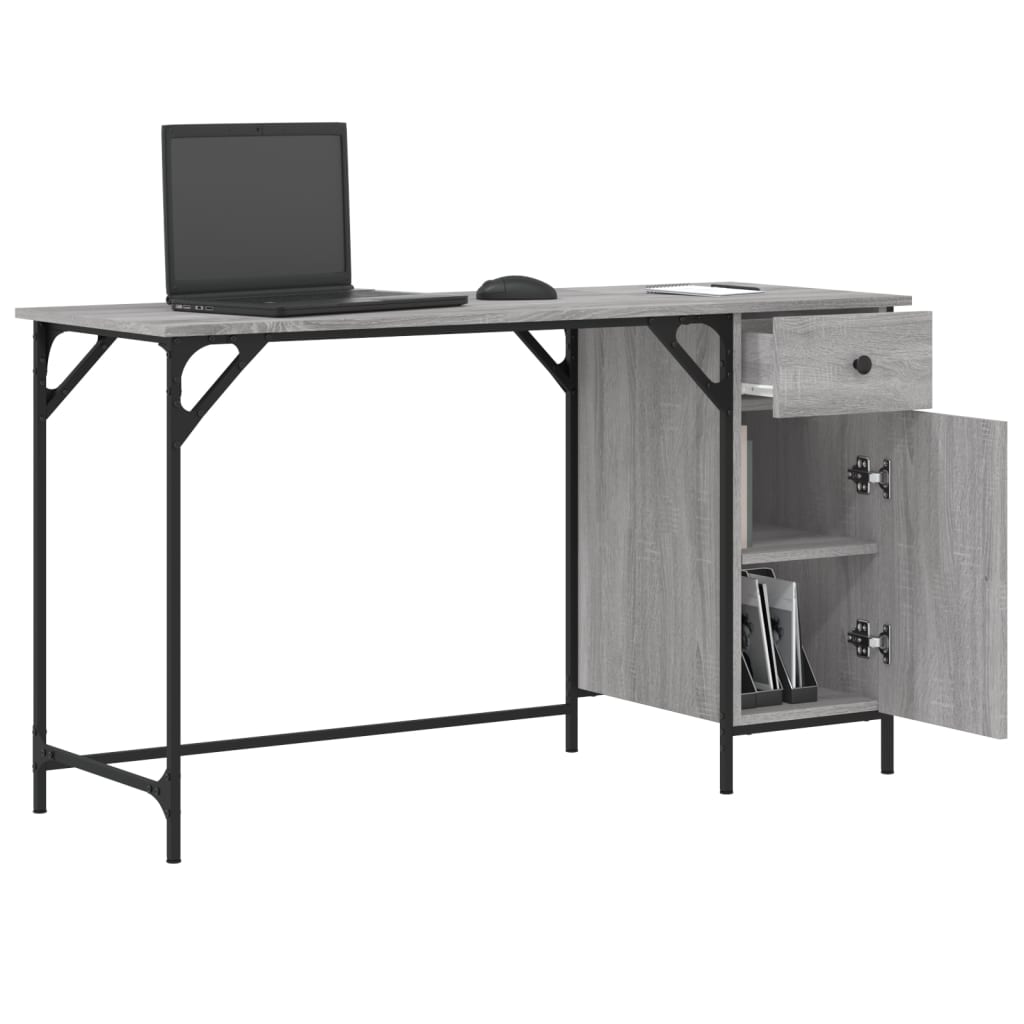 vidaXL Computer Desk Grey Sonoma 131x48x75 cm Engineered Wood