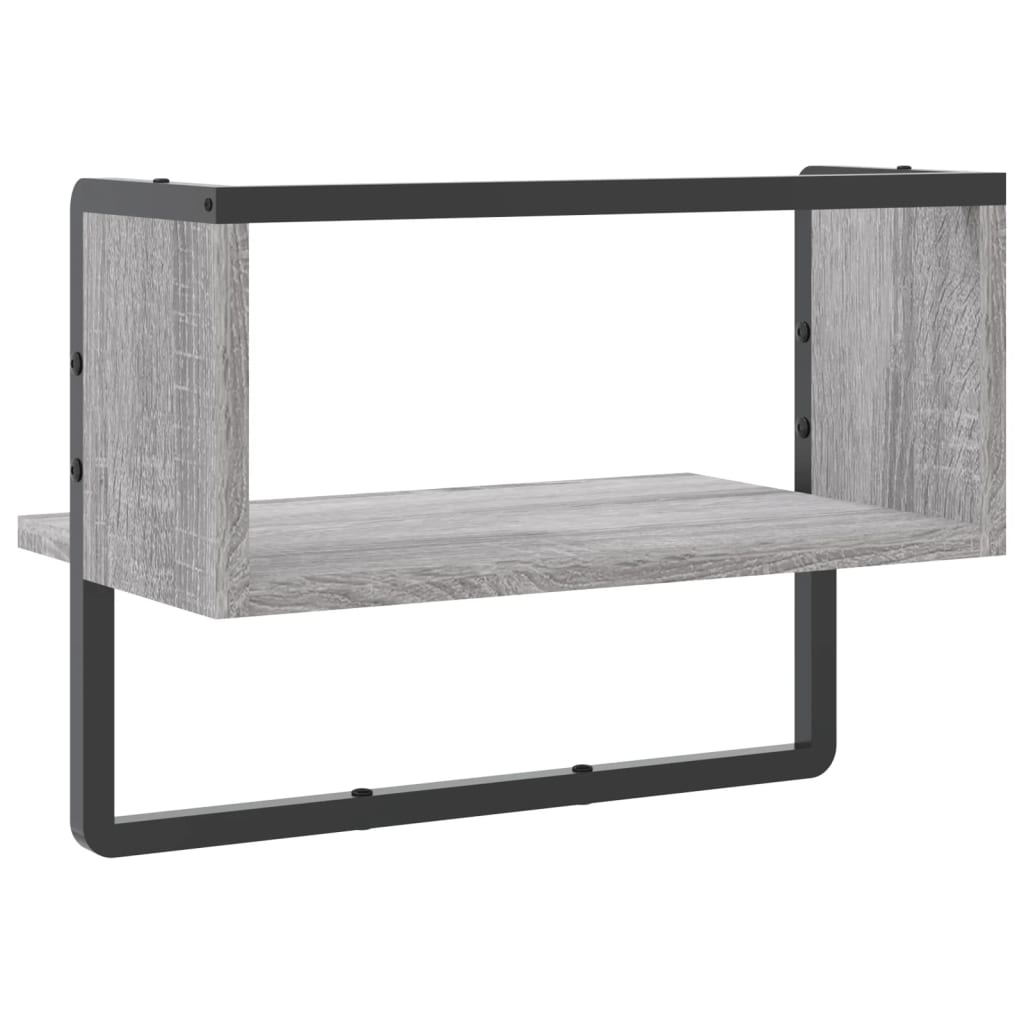 vidaXL Wall Shelf with Bar Grey Sonoma 40x25x30 cm