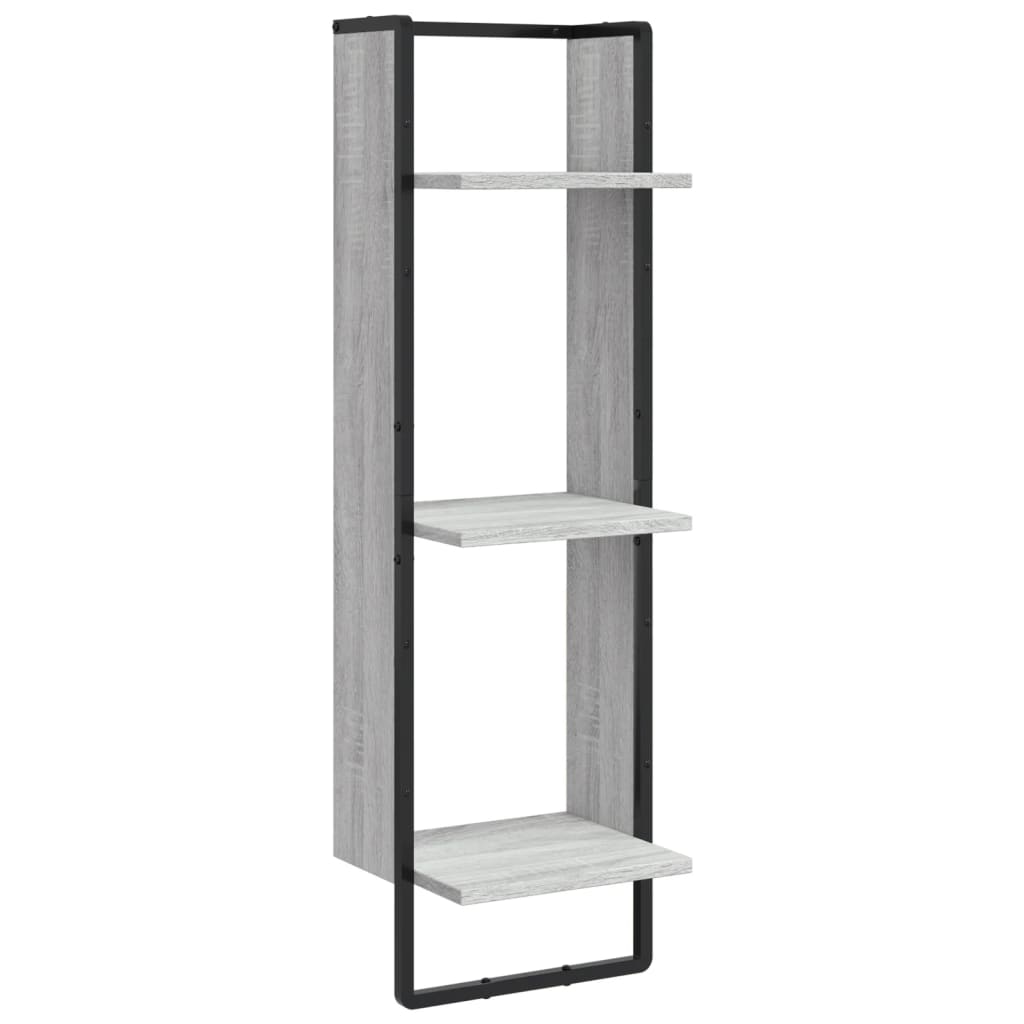 3-Tier Wall Shelf Grey Sonoma 30x25x100 cm Engineered Wood