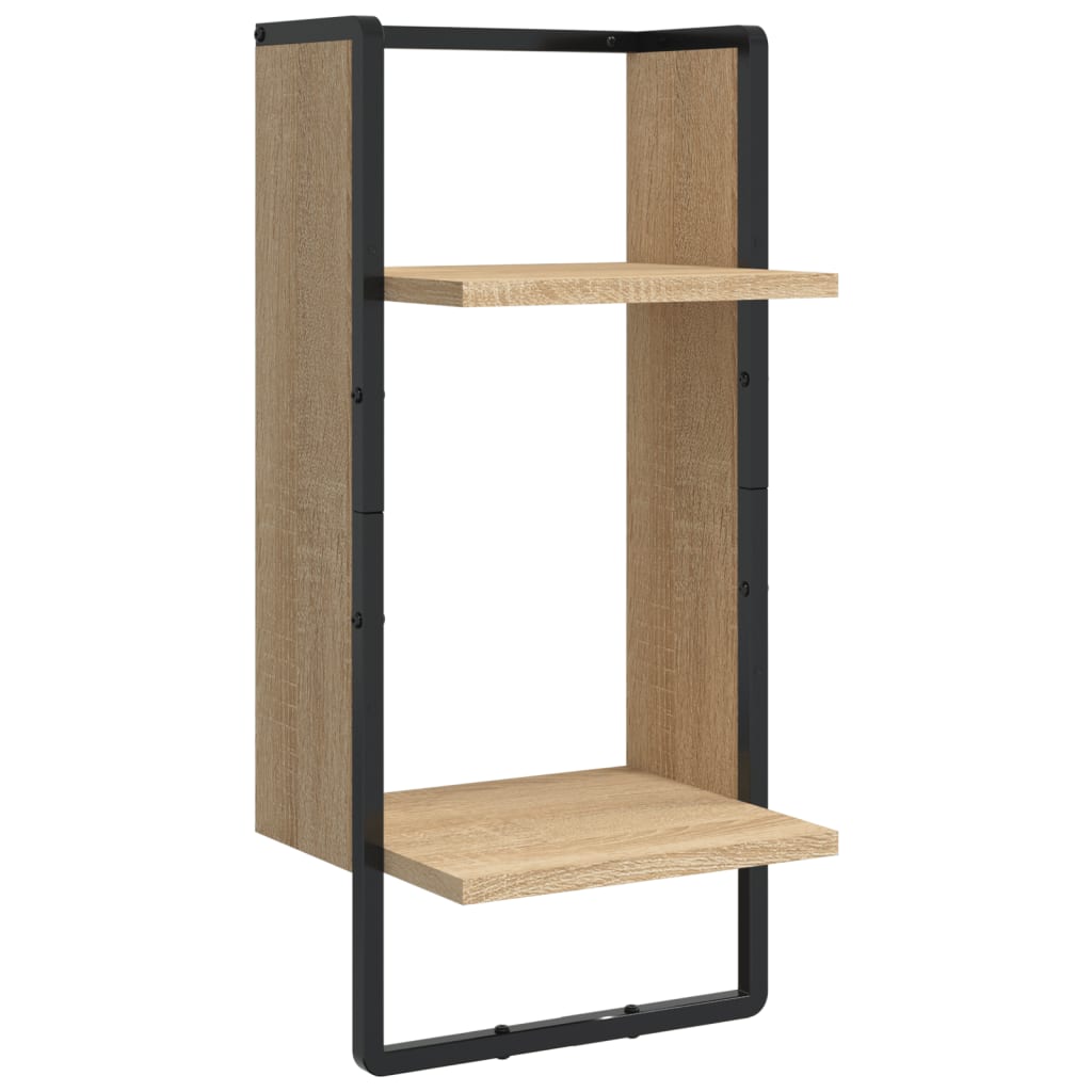 vidaXL 4 Piece Wall Shelf Set with Bars Sonoma Oak Engineered Wood