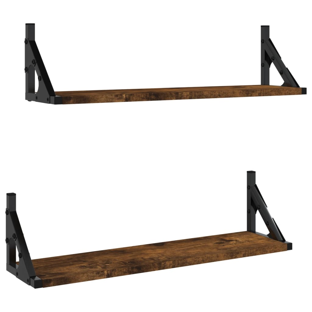 vidaXL Wall Shelves 2 pcs Smoked Oak 60x15x15.5 cm