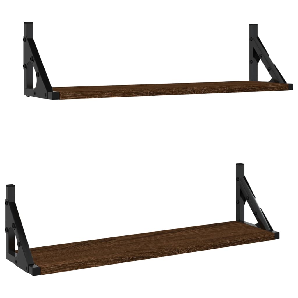 vidaXL Wall Shelves 2 pcs Brown Oak 60x15x15.5 cm