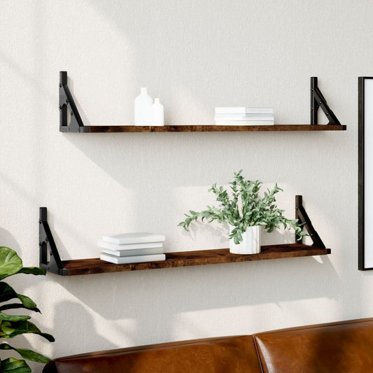 vidaXL Wall Shelves 2 pcs Smoked Oak 80x15x15.5 cm Engineered wood