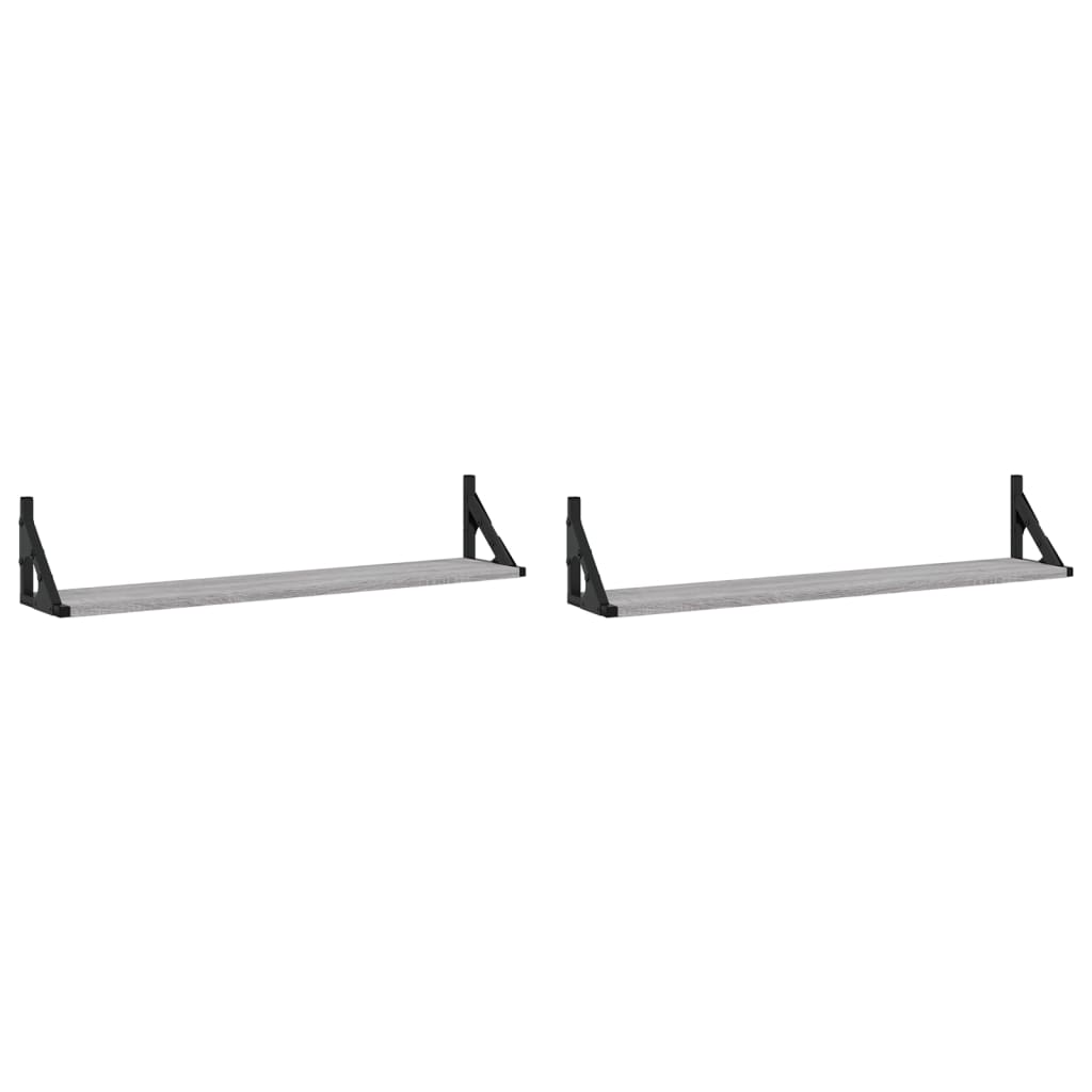 Wall Shelves 2 pcs Grey Sonoma 80x15x15,5 cm Engineered wood