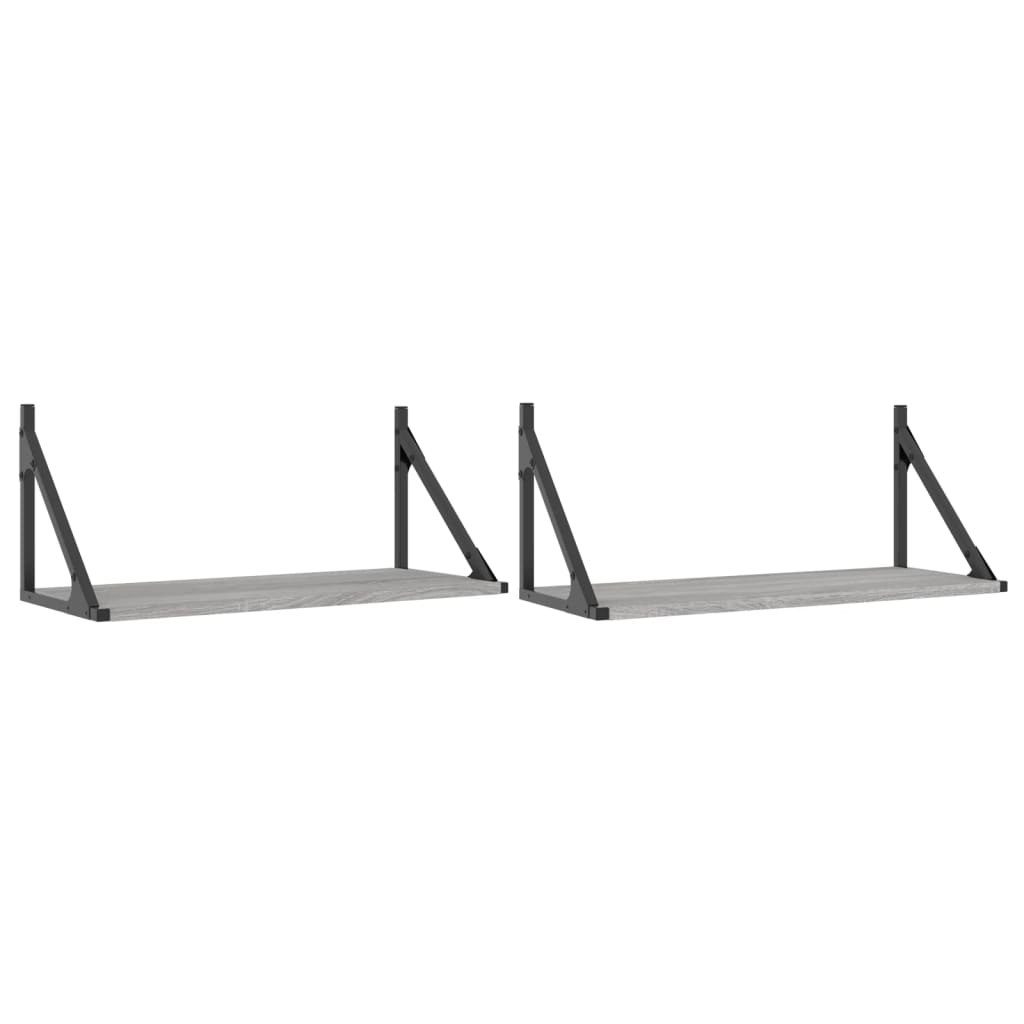 Wall Shelves 2 pcs Grey Sonoma 60x25x25.5 cm Engineered wood
