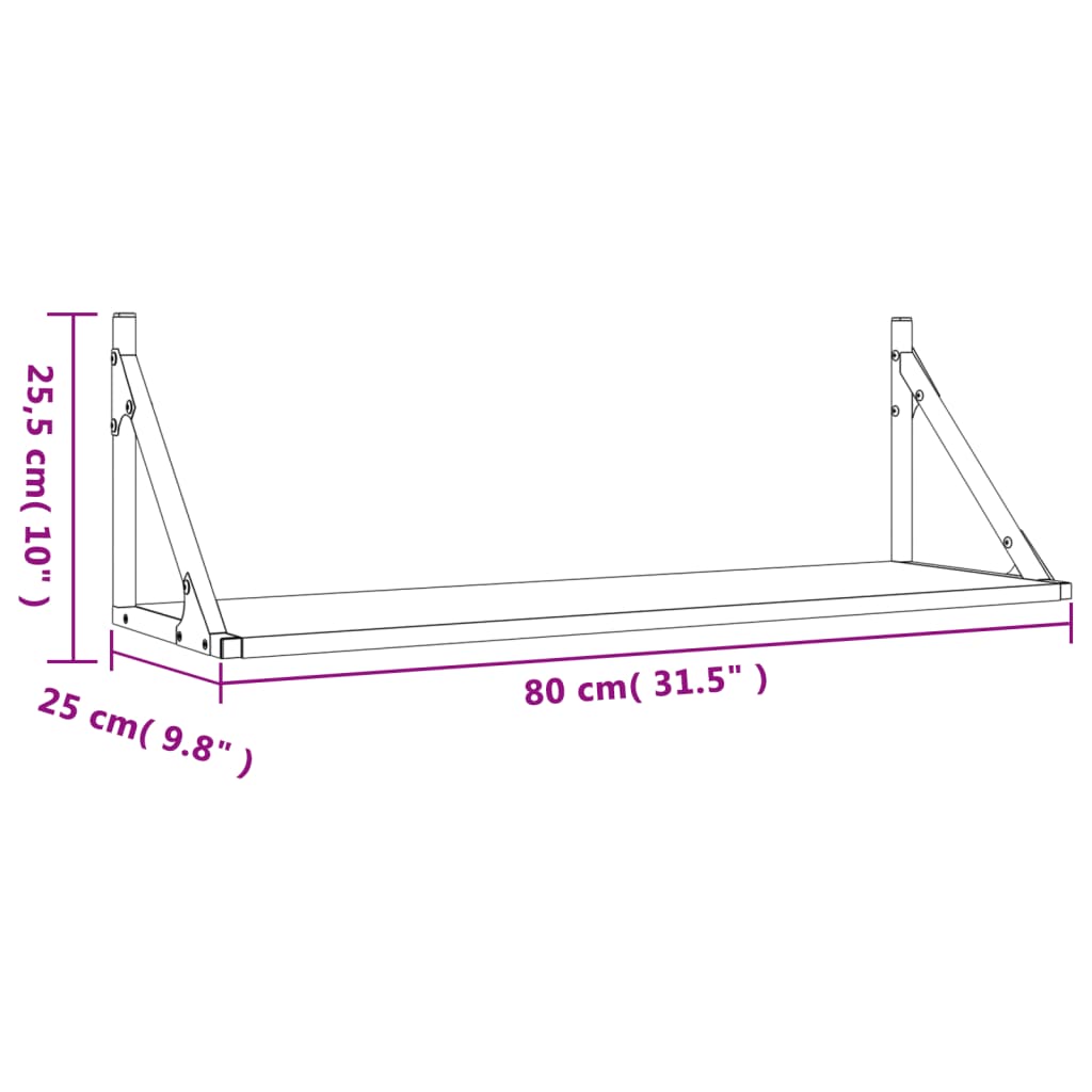 vidaXL Wall Shelves 2 pcs Sonoma Oak 80x25x25.5 cm Engineered wood