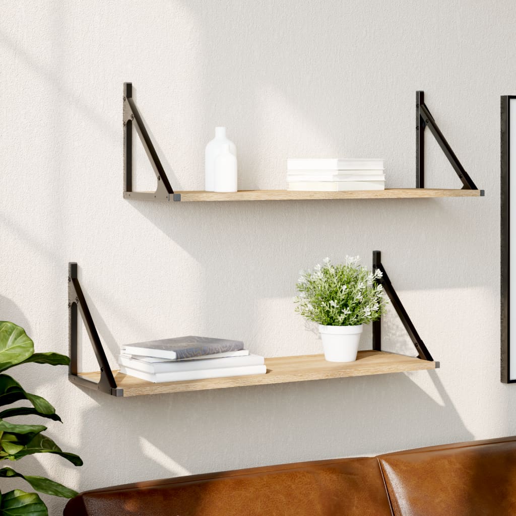 vidaXL Wall Shelves 2 pcs Sonoma Oak 80x25x25.5 cm Engineered wood