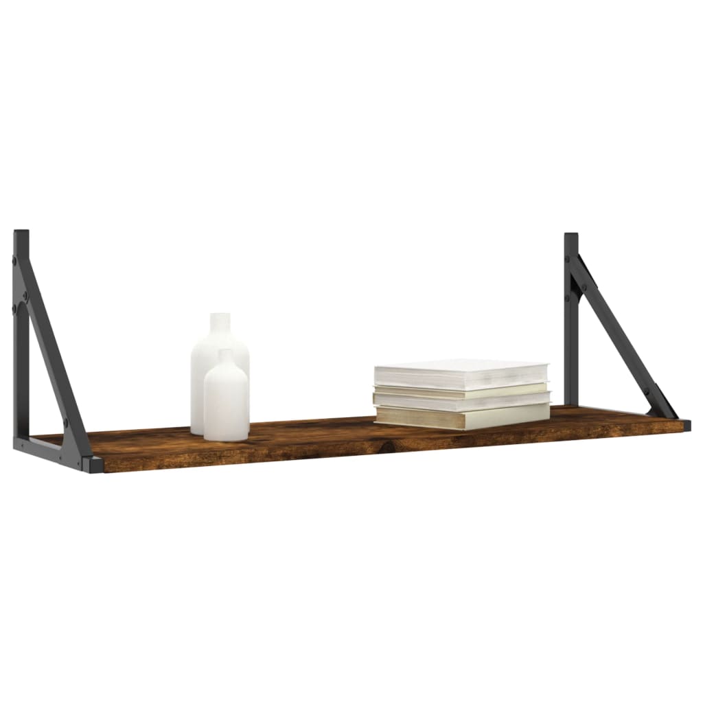 vidaXL Wall Shelves 2 pcs Smoked Oak 80x25x25.5 cm Engineered wood