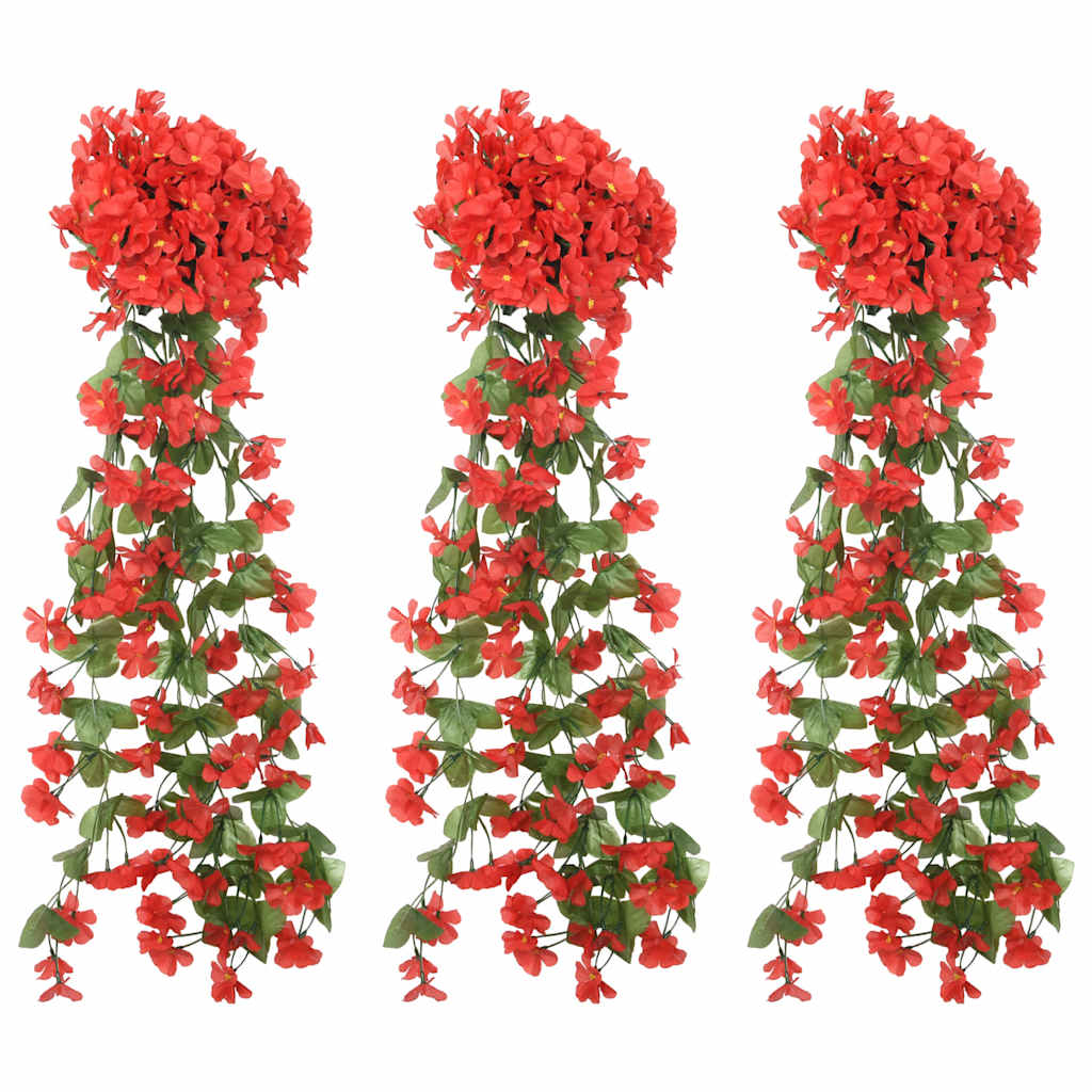 Flower Garlands 3 pcs Red 85 cm