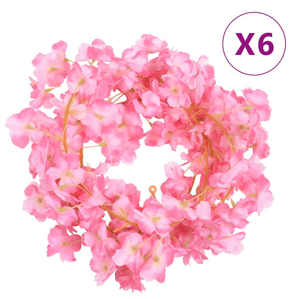 Flower Garlands 6 pcs Dark Pink 180 cm
