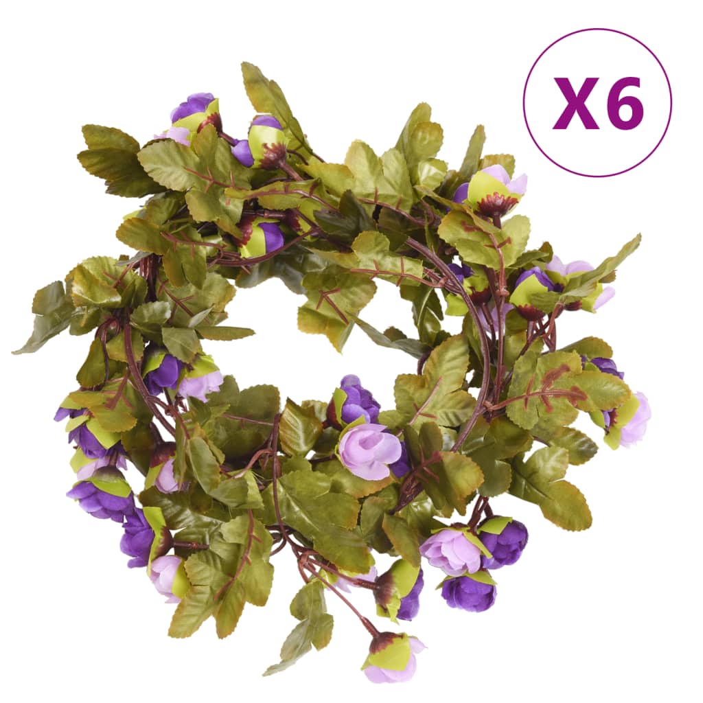 Flower Garlands 6 pcs Light Purple 215 cm