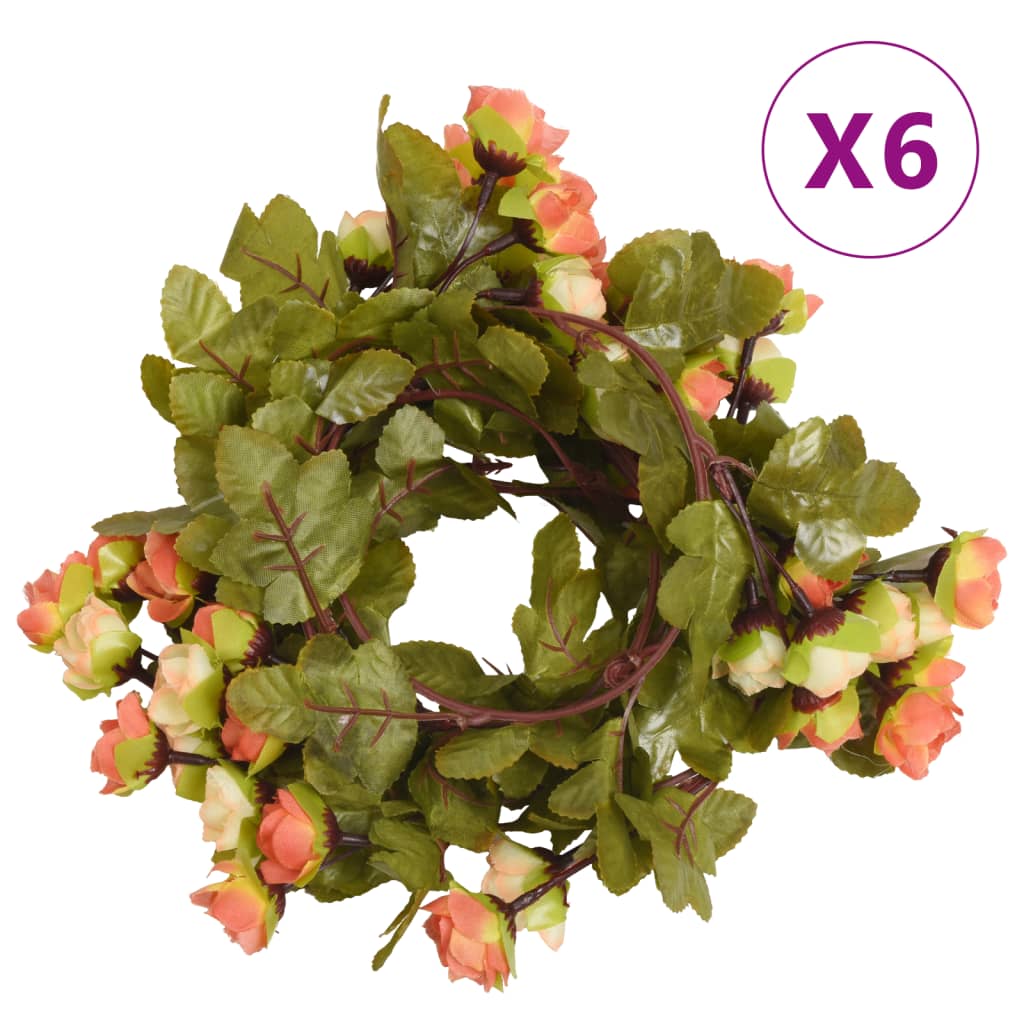 Flower Garlands 6 pcs Sunset Red 215 cm