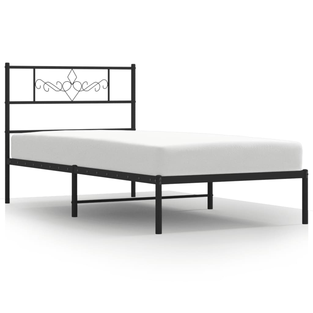 vidaXL Metal Bed Frame without Mattress with Headboard Black 90x190cm