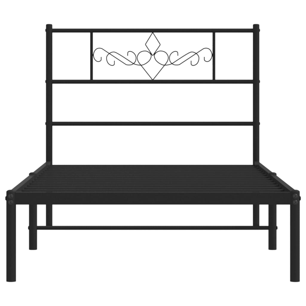 vidaXL Metal Bed Frame without Mattress with Headboard Black 90x190cm