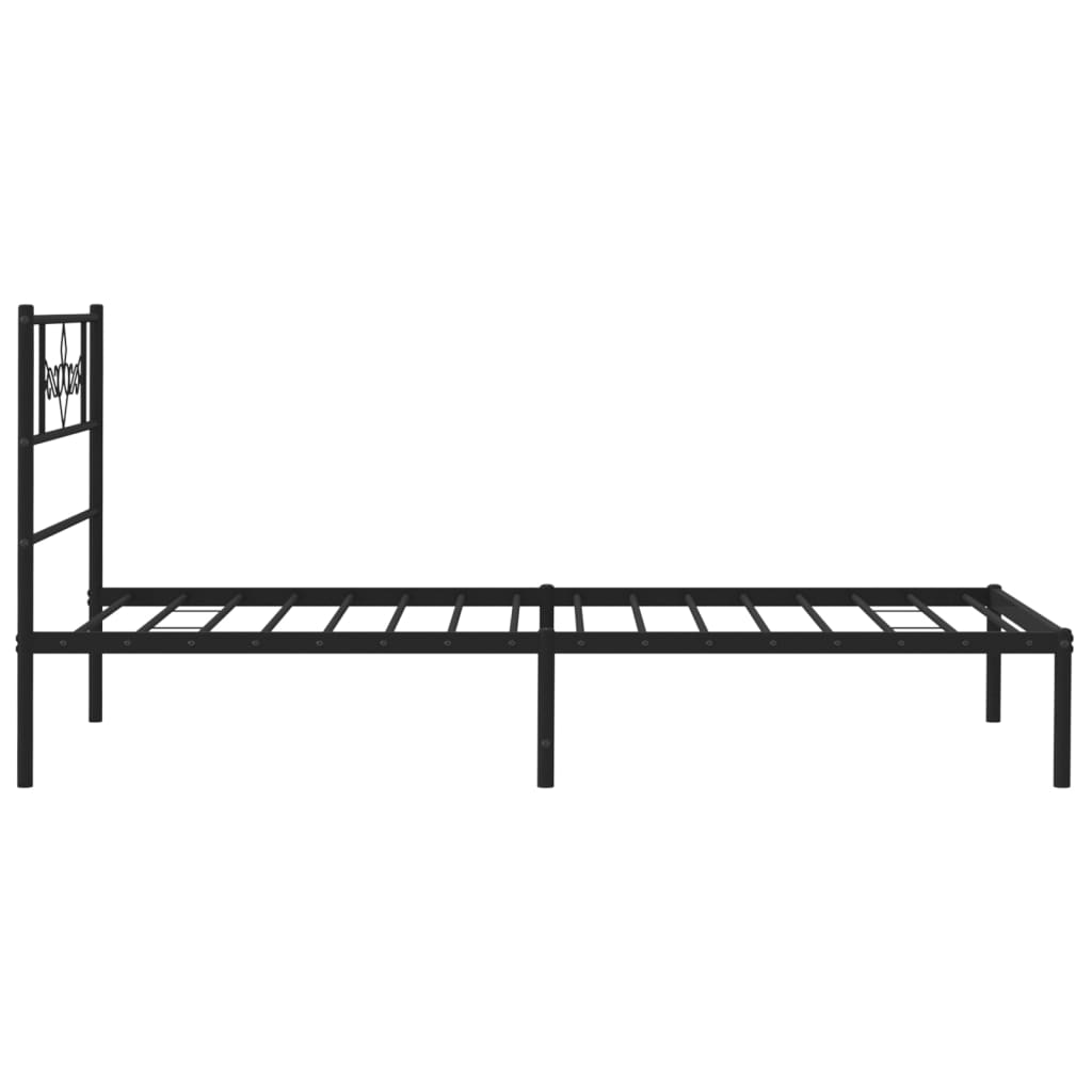 vidaXL Metal Bed Frame without Mattress with Headboard Black 100x200cm