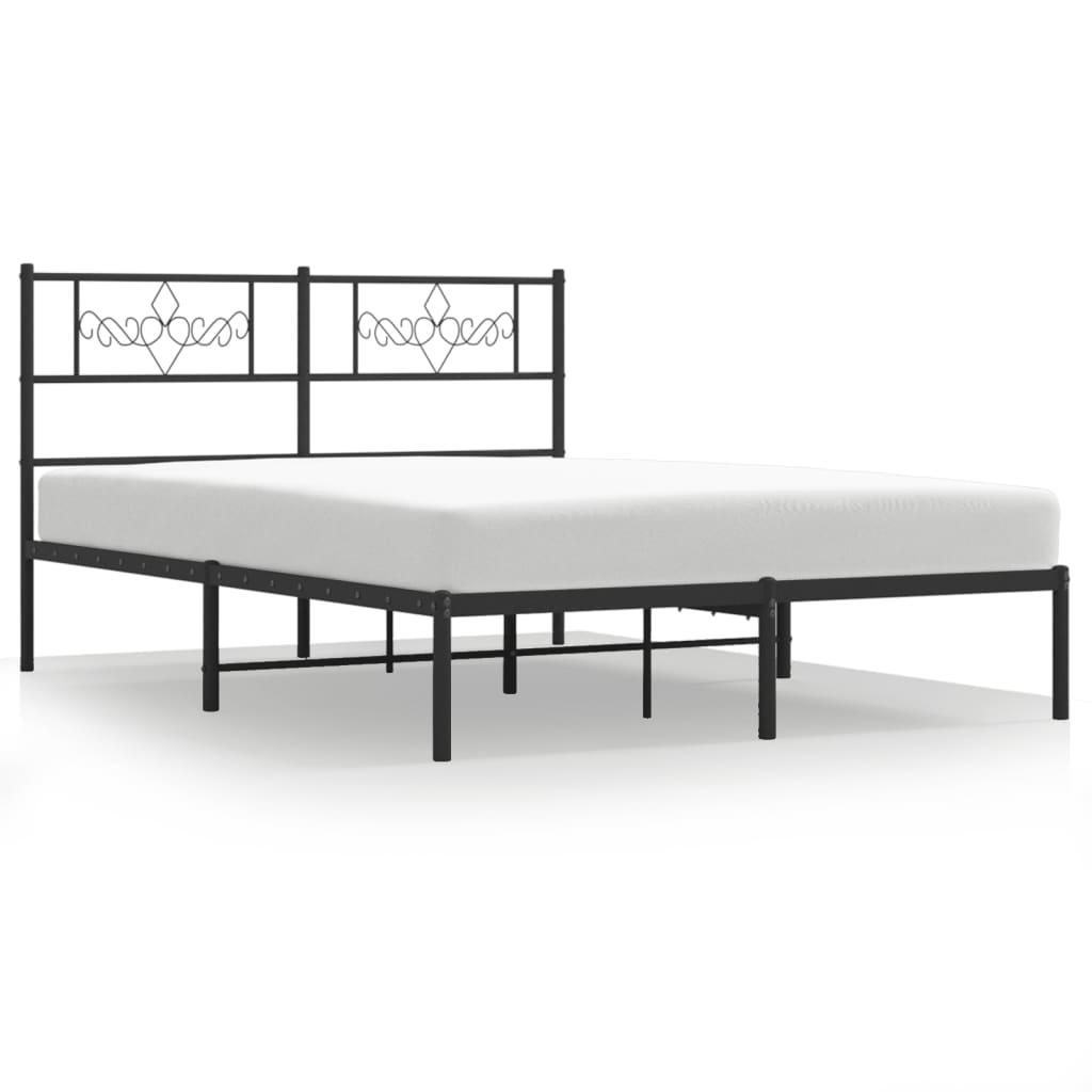 vidaXL Metal Bed Frame without Mattress with Headboard Black 120x190cm