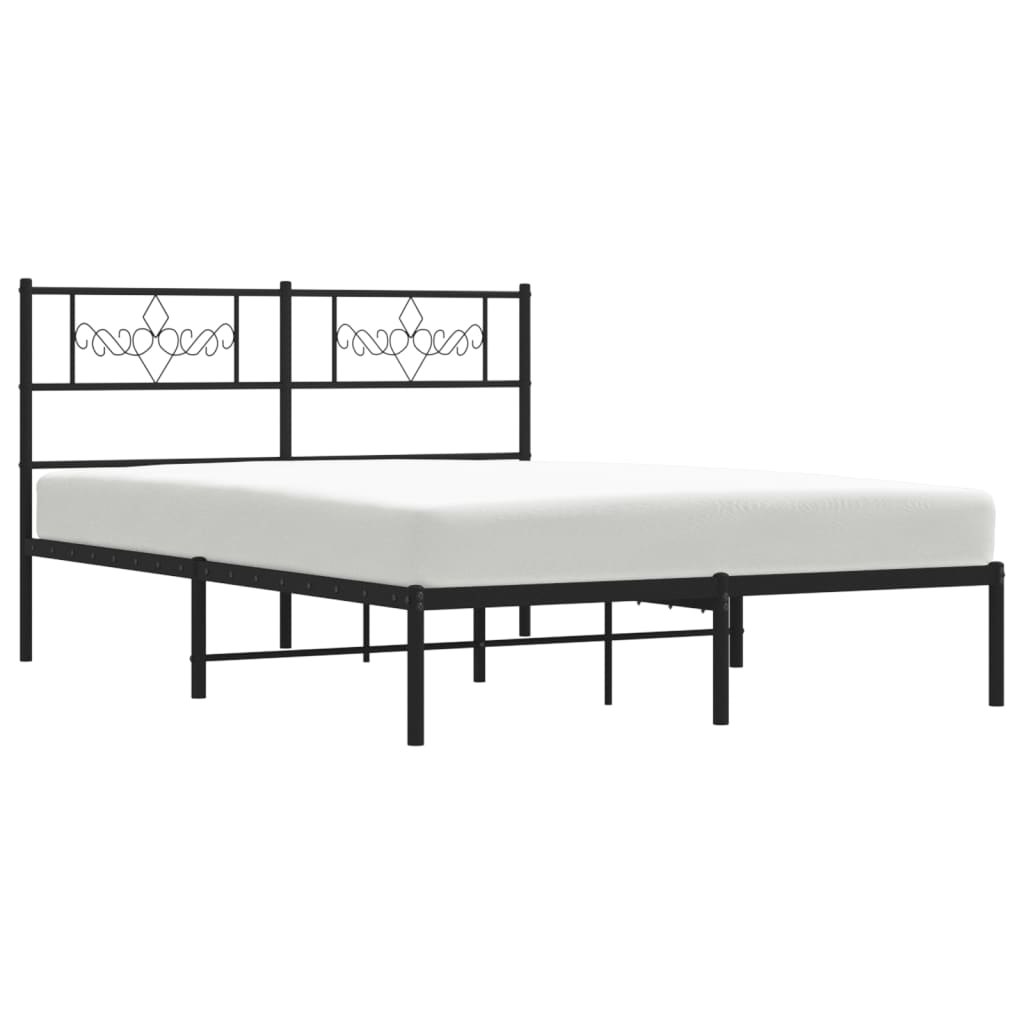 vidaXL Metal Bed Frame without Mattress with Headboard Black 120x190cm