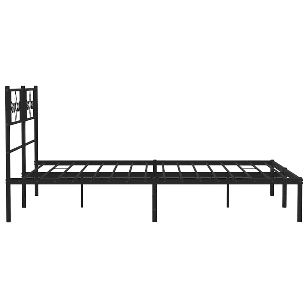 Metal Bed Frame without Mattress with Headboard Black 135x190cm