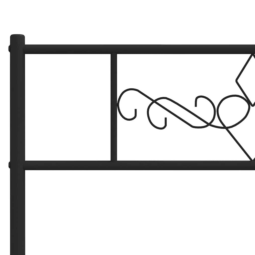 Metal Bed Frame without Mattress with Headboard Black 135x190cm