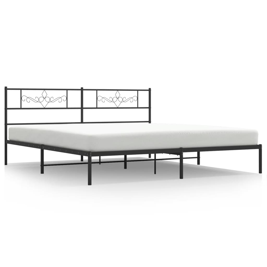 vidaXL Metal Bed Frame without Mattress with Headboard Black 183x213cm