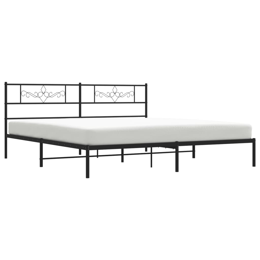 vidaXL Metal Bed Frame without Mattress with Headboard Black 183x213cm