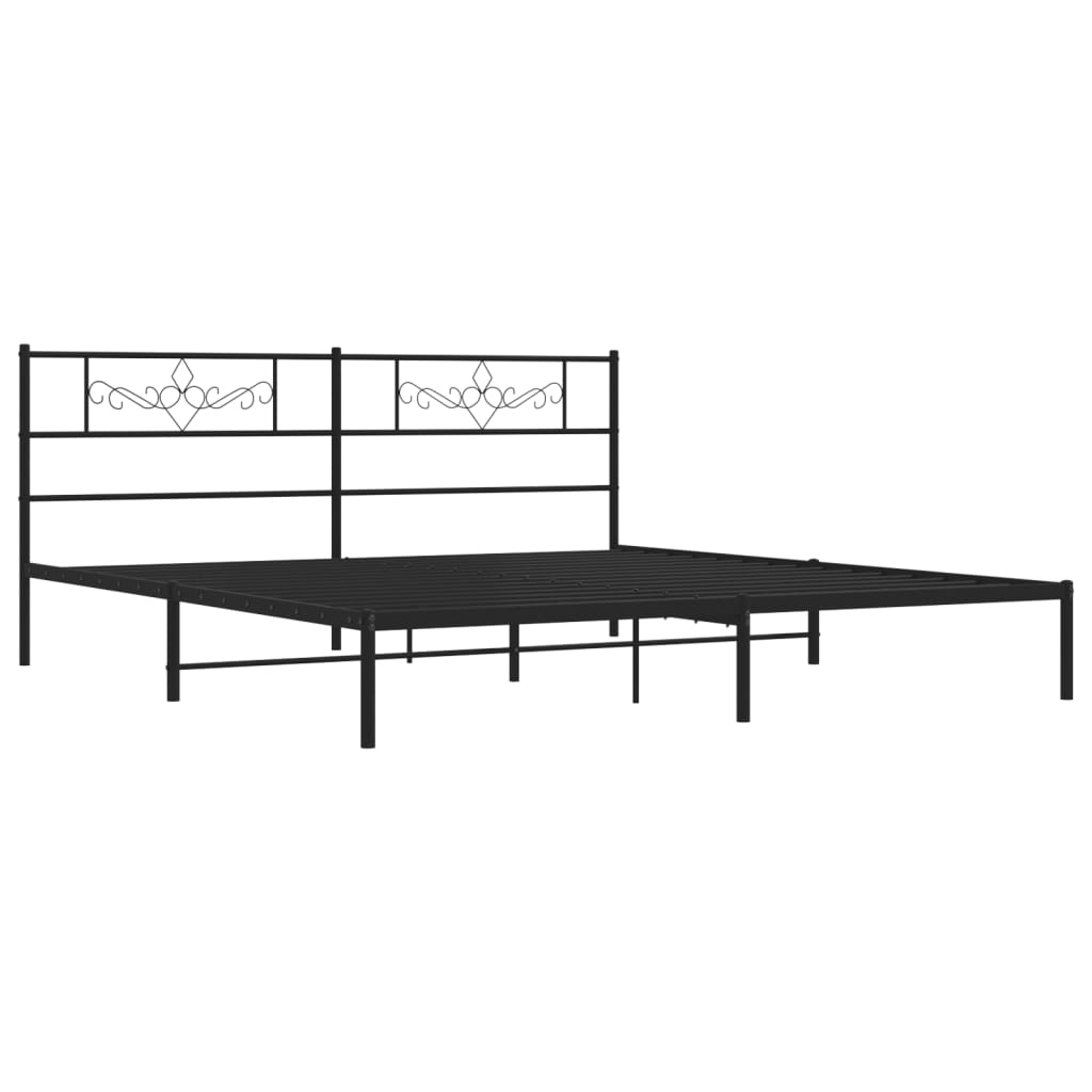 vidaXL Metal Bed Frame without Mattress with Headboard Black 183x213cm