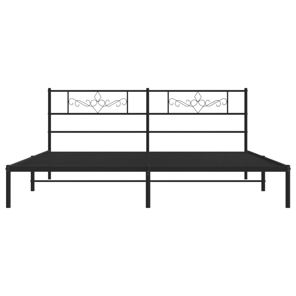 vidaXL Metal Bed Frame without Mattress with Headboard Black 183x213cm