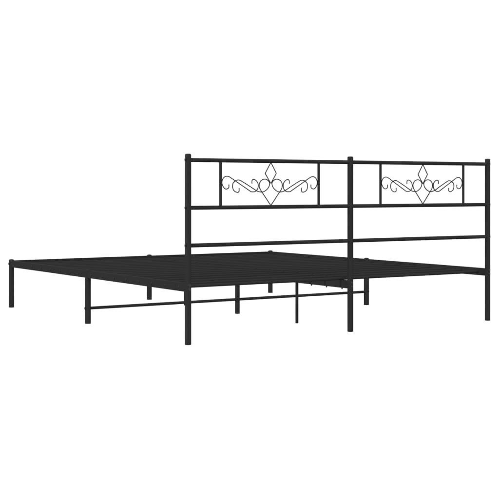 vidaXL Metal Bed Frame without Mattress with Headboard Black 183x213cm