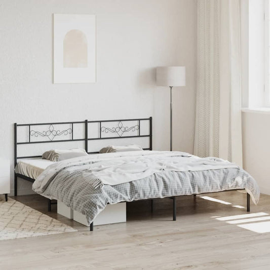 vidaXL Metal Bed Frame without Mattress with Headboard Black 183x213cm